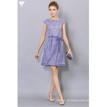 Fashion Design Summer Ladies Slim Lace Women Dress with Belt